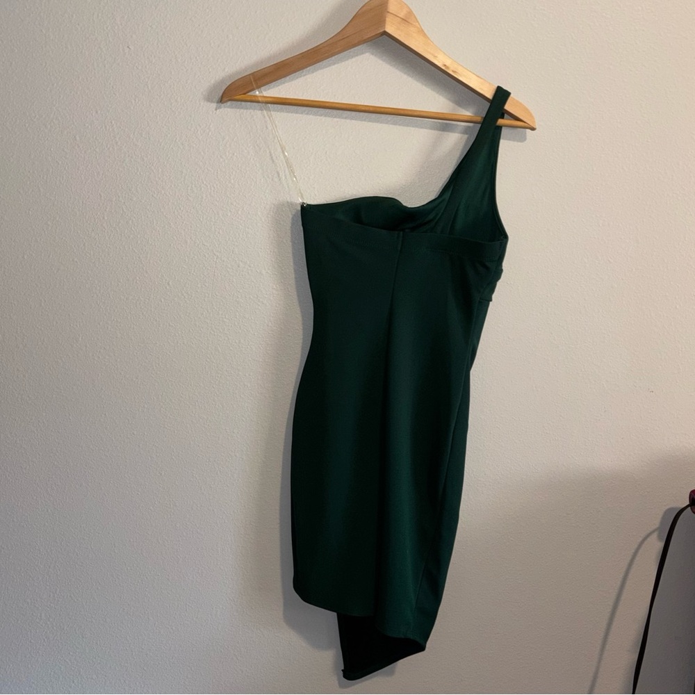 Emerald Sundae Dark Green One-Shoulder Dress - Picture 4 of 10